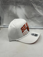 Load image into Gallery viewer, Comfortable fit of the Chicago Bears NFL '47 Brand White Roscoe Hitch Rope Snapback Adjustable Hat, showing adjustable closure and iconic team logo, making it a must-have Chicago Bears hat.
