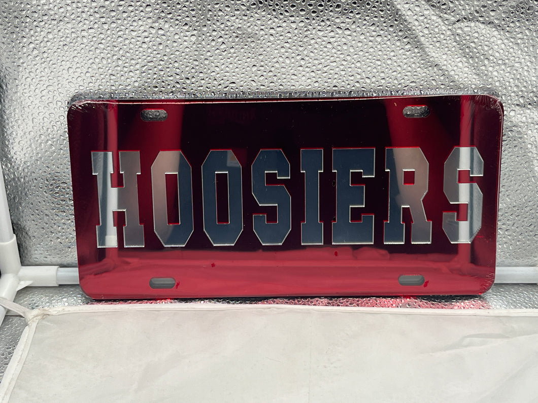 Indiana Hoosiers NCAA Red Mirrored Laser Cut License Plate Craftique