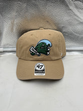 Load image into Gallery viewer, Tulane Green Wave NCAA &#39;47 Brand Khaki Clean Up Adjustable Strapback Hat showcasing its minimalist design and adjustable strapback, perfect for Tulane fans.

