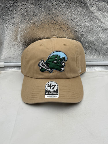 Tulane Green Wave NCAA '47 Brand Khaki Clean Up Adjustable Strapback Hat showcasing its minimalist design and adjustable strapback, perfect for Tulane fans.