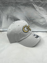 Load image into Gallery viewer, Side view of the Georgia Tech Yellow Jackets NCAA &#39;47 Brand Gray Clean Up Adjustable Hat demonstrating its relaxed fit.
