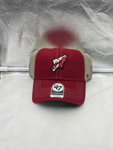 Florida State Seminoles FSU NCAA '47 Brand Red Mesh Clean Up Adjustable Hat showcasing vibrant red color and breathable mesh back for comfort and style, perfect for fans supporting Florida State.