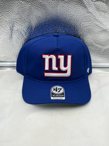 New York Giants NFL '47 Brand Blue Hitch Snapback Adjustable Hat showcasing vibrant blue color, comfortable snapback design, and iconic team logo, perfect for game day or casual wear.