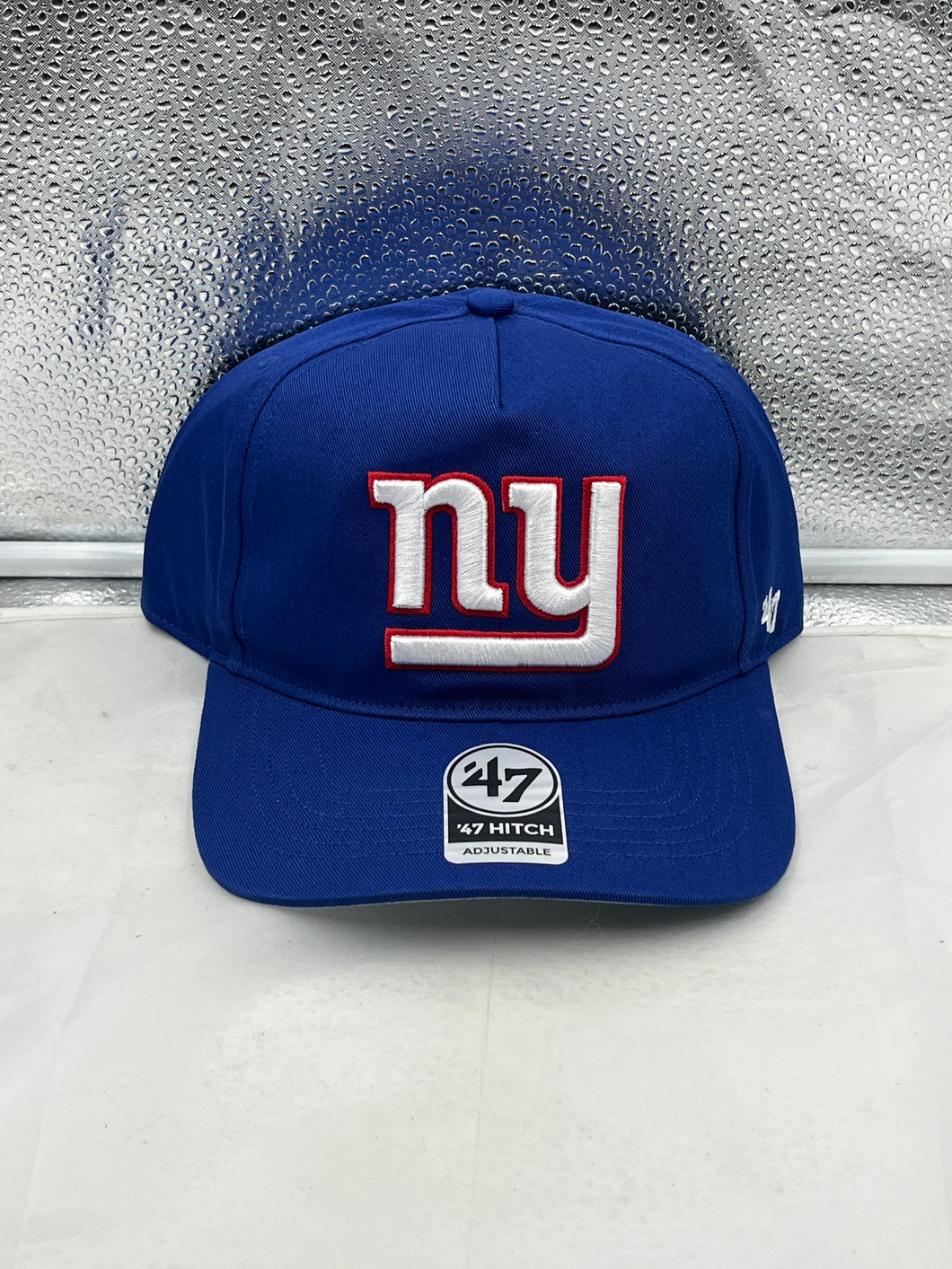 New York Giants NFL '47 Brand Blue Hitch Snapback Adjustable Hat showcasing vibrant blue color, comfortable snapback design, and iconic team logo, perfect for game day or casual wear.