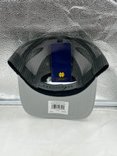 Load image into Gallery viewer, Back view of the Notre Dame Fighting Irish NCAA &#39;47 Brand Gray Adjustable Trucker Snapback Hat highlighting the adjustable snapback closure.
