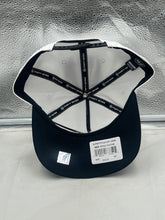 Load image into Gallery viewer, Close-up view of the New York Knicks NBA &#39;47 Brand White Two Tone Hitch Adjustable Snapback Hat highlighting its premium quality materials and adjustable snapback closure.
