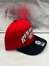 Load image into Gallery viewer, Close-up of the Detroit Red Wings NHL &#39;47 Brand Red TwoTone Script Hitch Adjustable Snapback Hat, focusing on the unique two-tone script design and high-quality fabric.
