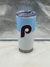 Load image into Gallery viewer, Philadelphia Phillies Throwback MLB 20oz Blue Tumbler Cup featuring the iconic Phillies logo, perfect for fans showing team spirit.

