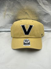 Load image into Gallery viewer, Vanderbilt Commodores NCAA &#39;47 Brand Gold Clean Up Adjustable Strapback Hat showcasing the team&#39;s logo and vibrant gold color, perfect for demonstrating your fandom.
