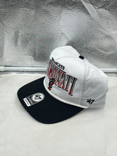Load image into Gallery viewer, Cincinnati Bearcats NCAA &#39;47 Brand White Two Tone Hitch Adjustable Snapback Hat showcasing the stylish two-tone design and embroidered team logo.
