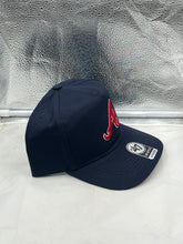 Load image into Gallery viewer, Atlanta Braves MLB &#39;47 Brand Navy Blue Hitch Adjustable Snapback Hat side view highlighting the classic navy blue color and stylish design.

