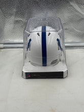 Load image into Gallery viewer, Close-up of the Indianapolis Colts NFL Riddell Speed White Mini Helmet, featuring premium craftsmanship and team colors.
