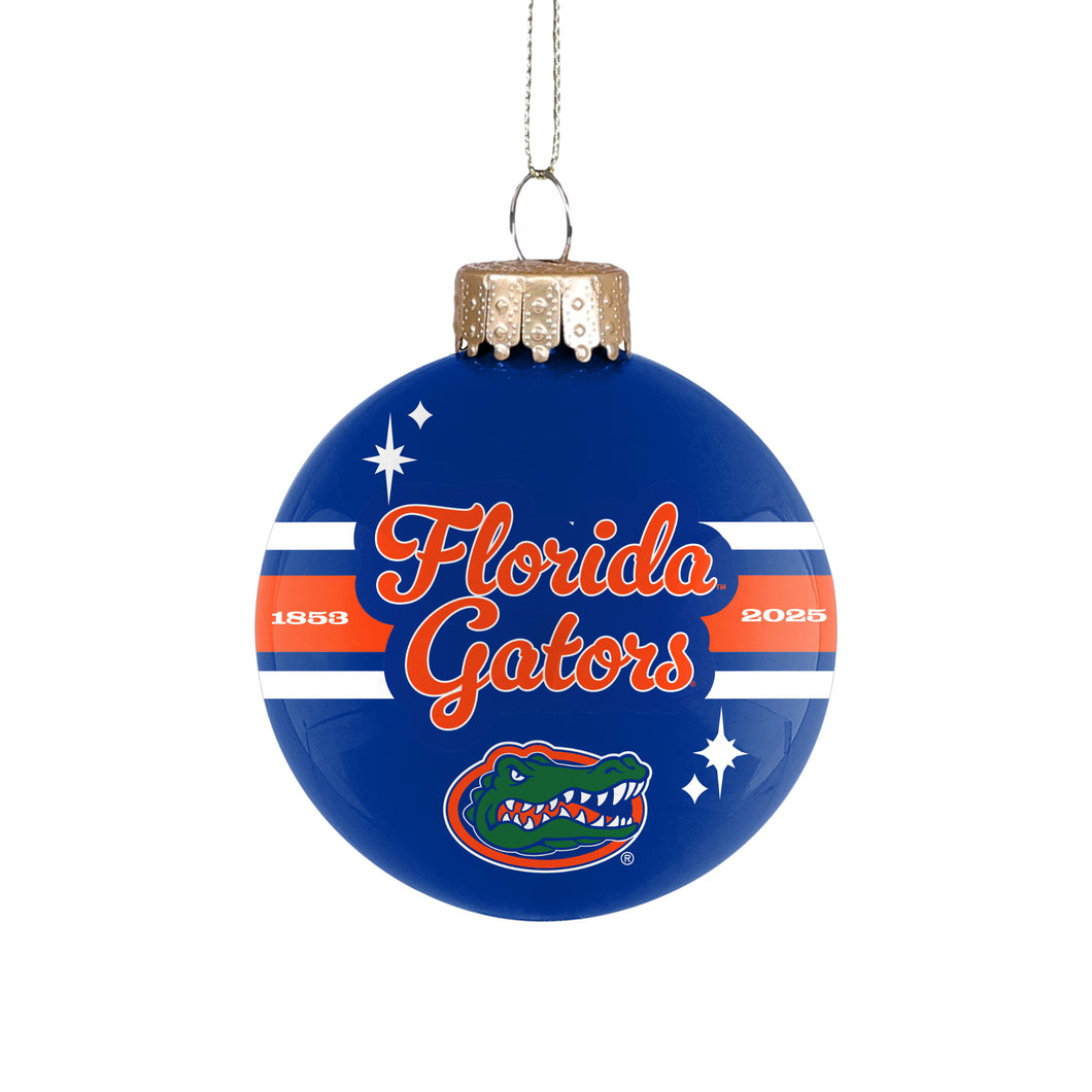 Florida Gators NCAA Glass Christmas Bulb Ornament by Forever Collectibles, perfect for fans looking for a Florida Gators Ornament to decorate their holiday season.