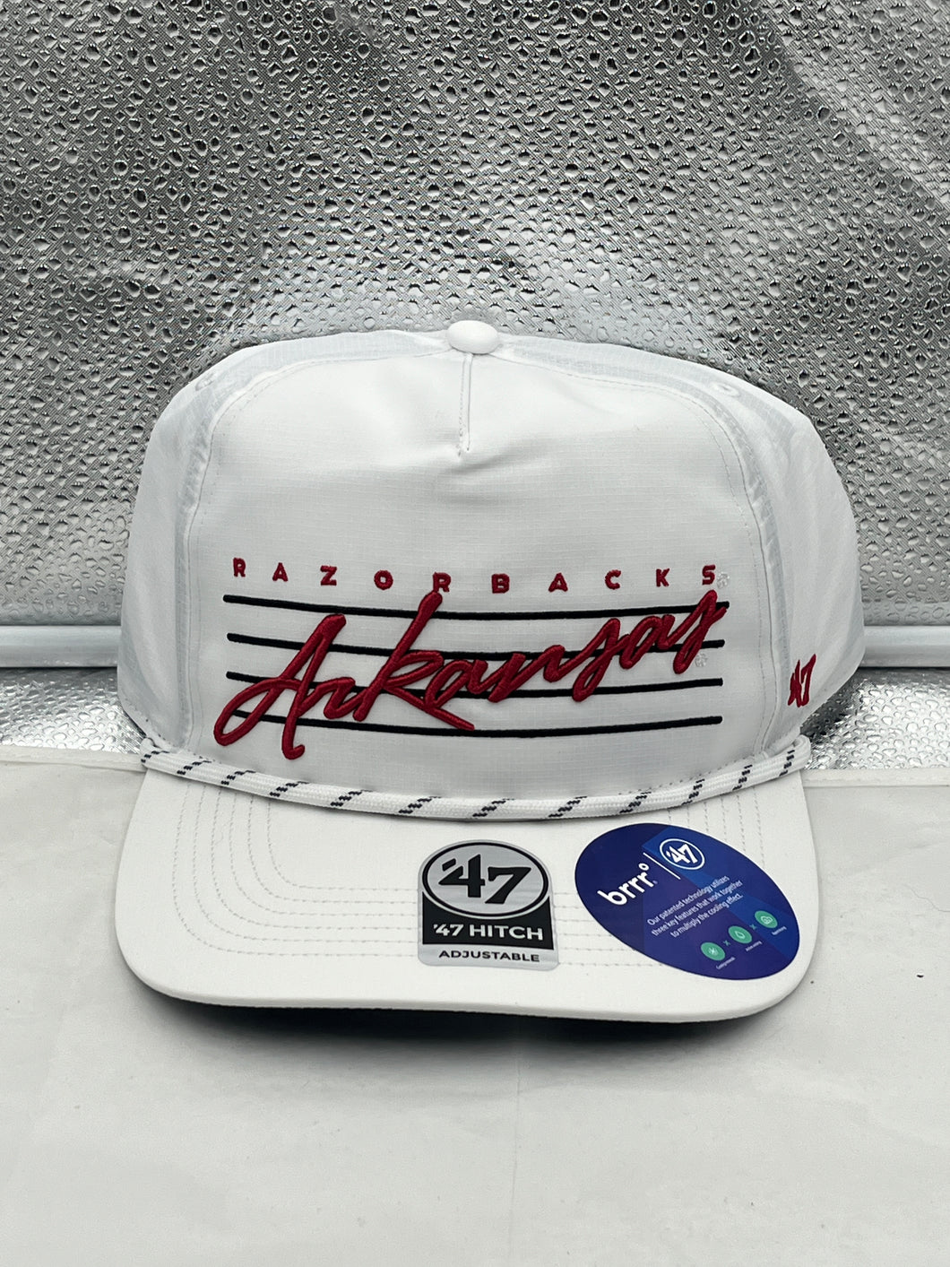 Arkansas Razorbacks NCAA '47 Brand White Hitch Rope Adjustable Snapback Hat - Casey's Sports Store