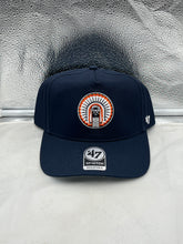 Load image into Gallery viewer, Illinois Fighting Illini NCAA &#39;47 Throwback Navy Hitch Adjustable Snapback Hat displayed on a white background, showcasing its classic navy color, adjustable snapback design, and iconic team logo, perfect for fans.
