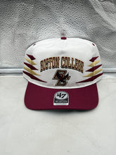 Load image into Gallery viewer, Boston College Eagles NCAA &#39;47 Brand White Diamond Hitch Snapback Adjustable Hat featuring a stylish design and adjustable fit for fans of Boston College.
