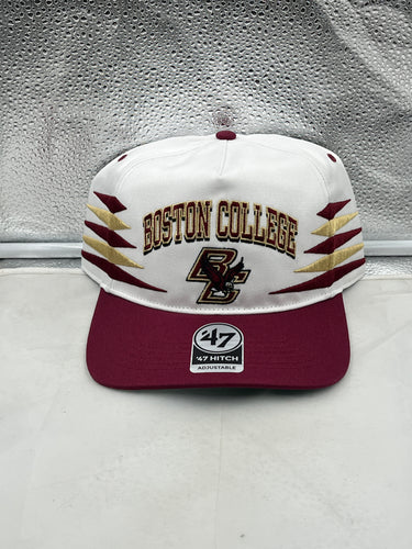 Boston College Eagles NCAA '47 Brand White Diamond Hitch Snapback Adjustable Hat featuring a stylish design and adjustable fit for fans of Boston College.