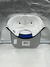 Load image into Gallery viewer, Hartford Whalers NHL &#39;47 Brand White Diamond Hitch Adjustable Snapback Hat - Side view highlighting the adjustable strap feature for a perfect fit.
