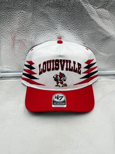 Louisville Cardinals NCAA '47 Brand White Diamond Hitch Snapback Adjustable Hat view showing the front design and logo.