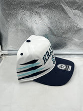 Load image into Gallery viewer, Seattle Kraken NHL &#39;47 Brand White Diamond Hitch Adjustable Snapback Hat displayed on a mannequin head.
