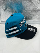 Load image into Gallery viewer, San Jose Sharks NHL &#39;47 Brand Teal Diamond Hitch Adjustable Snapback Hat featuring the team logo.
