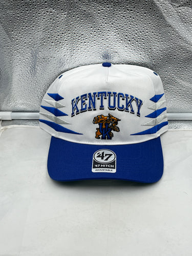 Kentucky Wildcats NCAA '47 Brand White Diamond Hitch Snapback Adjustable Hat showcasing its stylish design and adjustable fit
