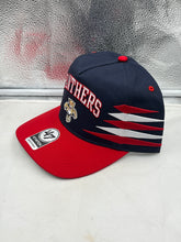 Load image into Gallery viewer, Florida Panthers NHL &#39;47 Brand Navy Diamond Hitch Adjustable Snapback Hat front view with embroidered logo.
