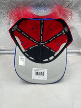 Load image into Gallery viewer, Close-up of the logo on the New York Rangers NHL &#39;47 Brand Red Diamond Hitch Adjustable Snapback Hat featuring the iconic team emblem.
