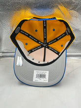 Load image into Gallery viewer, Back view of the St Louis Blues NHL &#39;47 Brand Gold Diamond Hitch Adjustable Snapback Hat featuring the team&#39;s branding.
