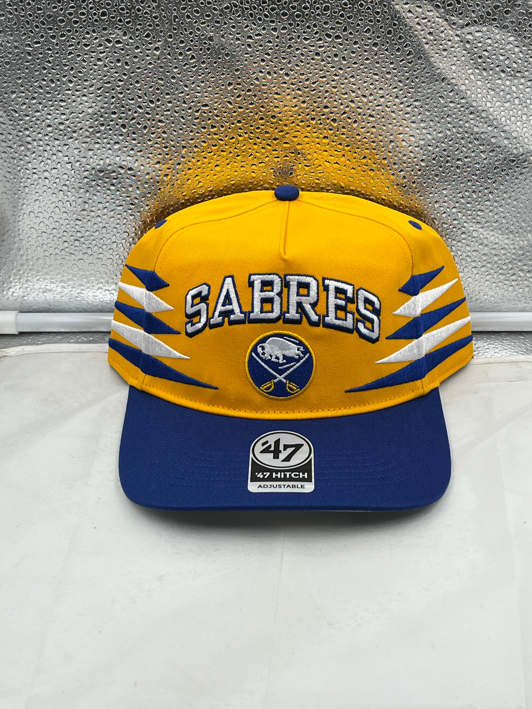 Buffalo Sabres NHL '47 Brand Yellow Diamond Hitch Adjustable Snapback Hat, a stylish headwear option for fans.