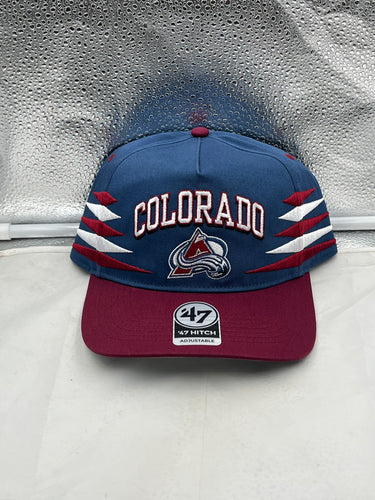 Colorado Avalanche NHL '47 Brand Blue Diamond Hitch Adjustable Snapback Hat featuring a stylish blue design, perfect for hockey fans