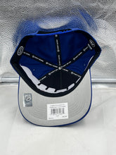 Load image into Gallery viewer, Close-up of the Tampa Bay Lightning NHL &#39;47 Brand Blue Diamond Hitch Adjustable Snapback Hat displaying the diamond pattern.
