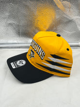 Load image into Gallery viewer, Pittsburgh Penguins NHL &#39;47 Brand Yellow Diamond Hitch Adjustable Snapback Hat displayed in a stylish angle.
