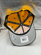 Load image into Gallery viewer, Back view of the Pittsburgh Penguins NHL &#39;47 Brand Yellow Diamond Hitch Adjustable Snapback Hat highlighting the adjustable snapback feature.
