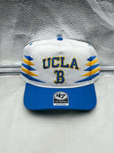 Load image into Gallery viewer, UCLA Bruins NCAA &#39;47 Brand White Diamond Hitch Snapback Adjustable Hat, showcasing a stylish design and adjustable fit for fans.

