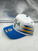 Load image into Gallery viewer, UCLA Bruins NCAA &#39;47 Brand White Diamond Hitch Snapback Adjustable Hat in white, featuring a striking diamond design and adjustable strap for comfort.
