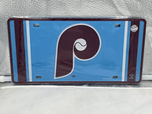 Philadelphia Phillies MLB Throwback Acrylic Lasercut License Plate by WinCraft showcasing the team's logo and retro design.