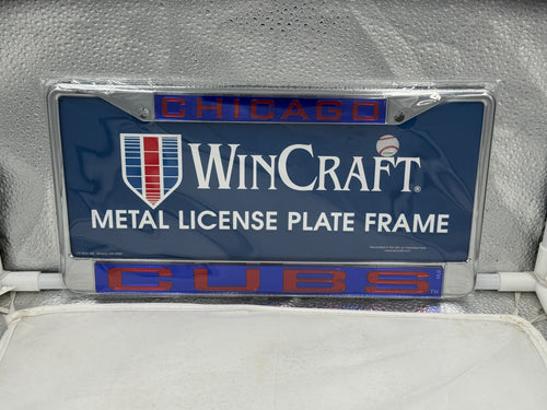 Chicago Cubs MLB Laser Cut License Plate Frame by WinCraft, showcasing durable materials and stylish design, perfect for Chicago Cubs fans.