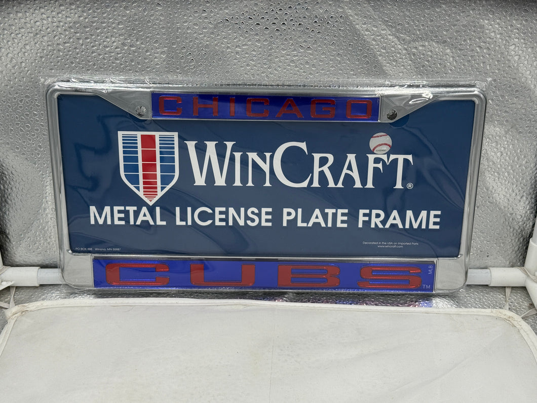 Chicago Cubs MLB Laser Cut License Plate Frame by WinCraft, showcasing durable materials and stylish design, perfect for Chicago Cubs fans.