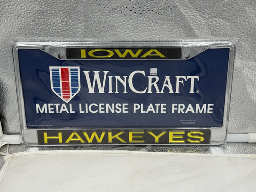 Iowa Hawkeyes NCAA Black Laser Cut License Plate Frame by WinCraft - Stylish and durable car accessory showcasing Iowa Hawkeyes spirit.