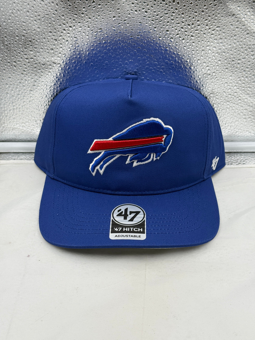 Buffalo Bills NFL '47 Brand Blue Hitch Snapback Adjustable Hat showcasing the bold blue color and iconic Buffalo Bills logo, ideal for fans supporting their team.