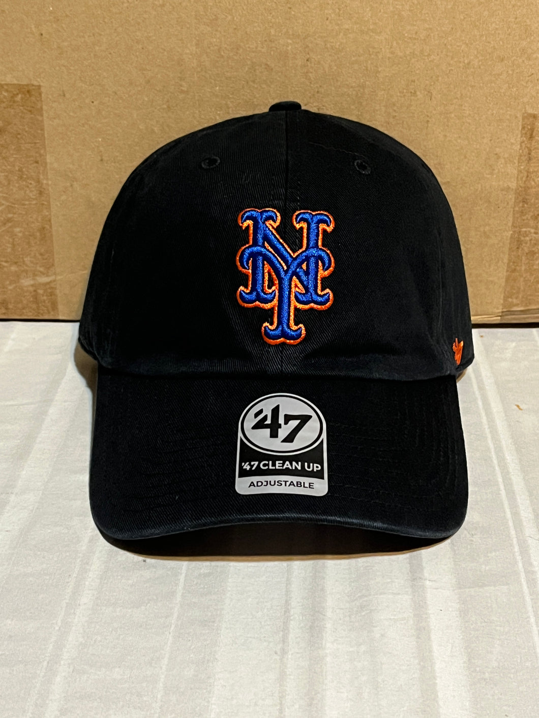 New York Mets MLB '47 Brand Black Clean Up Adjustable Hat - Casey's Sports Store