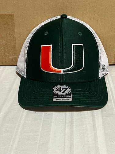 Miami Hurricanes NCAA '47 Brand Green Trucker Mesh Adjustable Snapback Hat - Casey's Sports Store