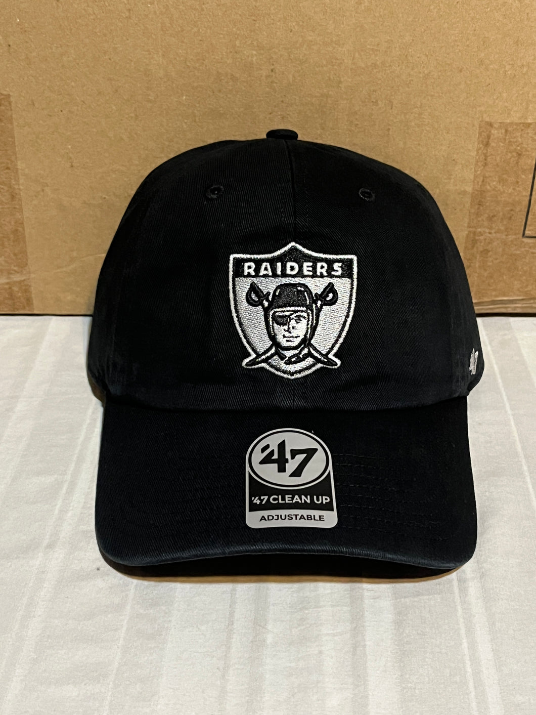 Las Vegas Raiders NFL '47 Brand Throwback Black Clean Up Adjustable Hat - Casey's Sports Store