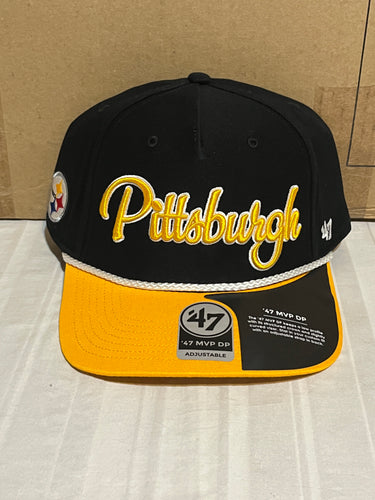 Pittsburgh Steelers NFL '47 Brand Black Script MVP DV Adjustable Snapback Hat - Casey's Sports Store