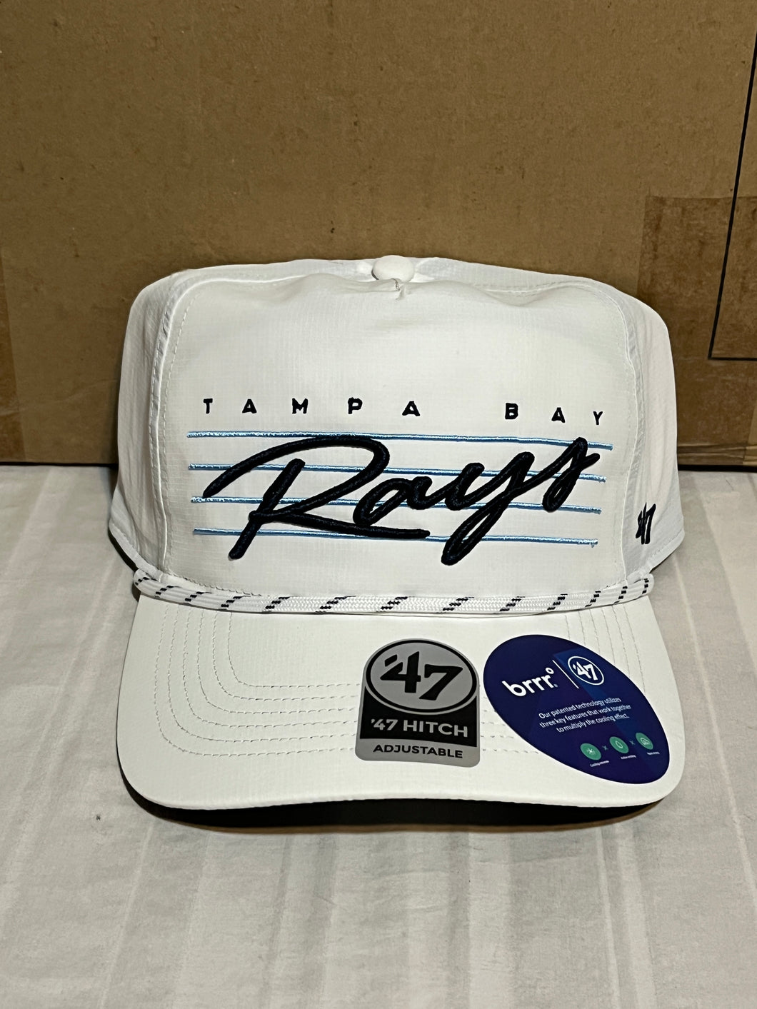 Tampa Bay Rays MLB '47 Brand White Script Hitch Rope Adjustable Snapback Hat - Casey's Sports Store