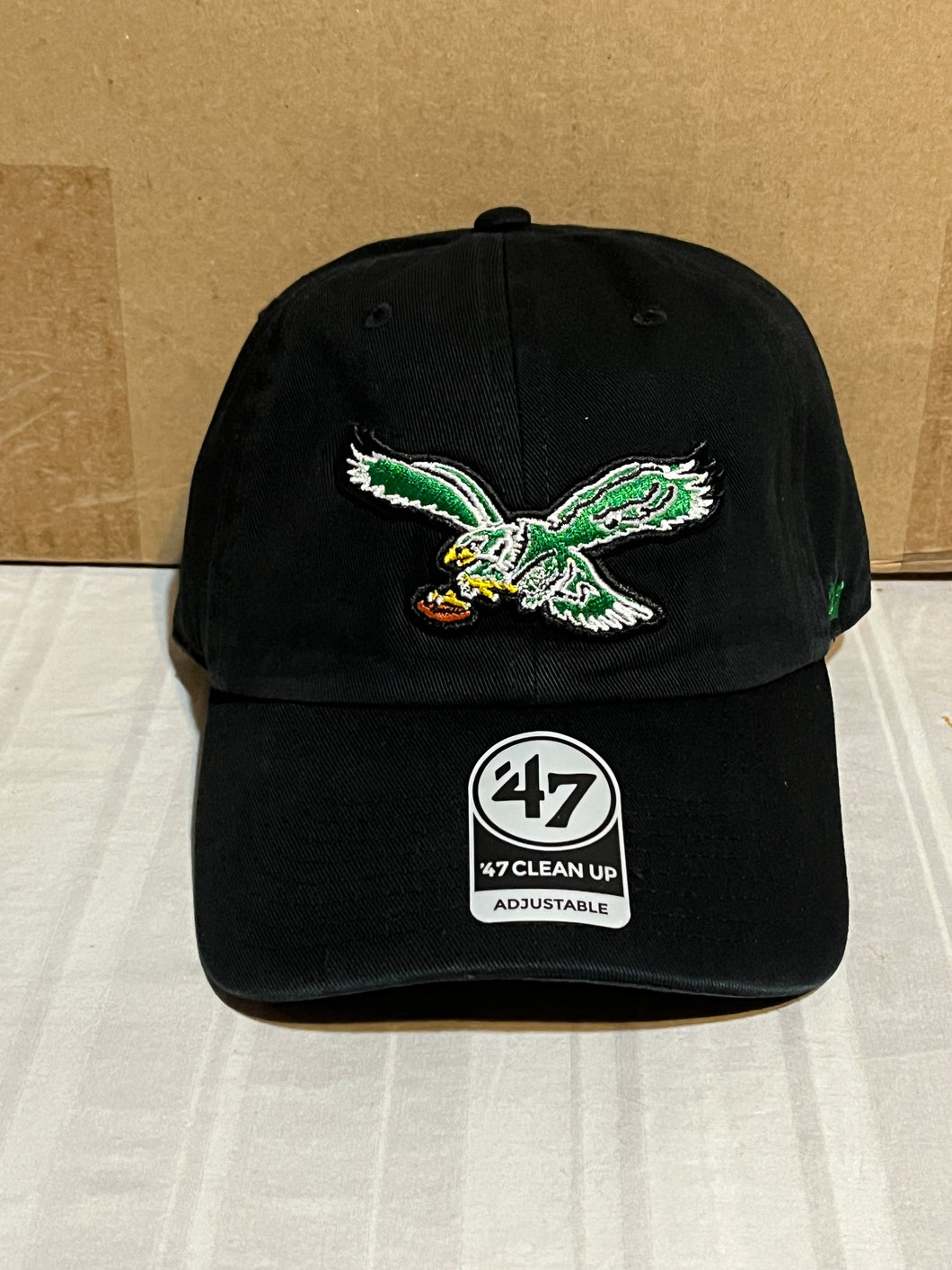 Philadelphia Eagles NFL '47 Brand Throwback Black Clean Up Adjustable Hat - Casey's Sports Store