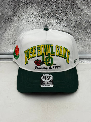 Oregon Ducks NCAA '47 Throwback White Rose Bowl Hitch Adjustable Snapback Hat, a stylish Oregon Ducks hat for fans.