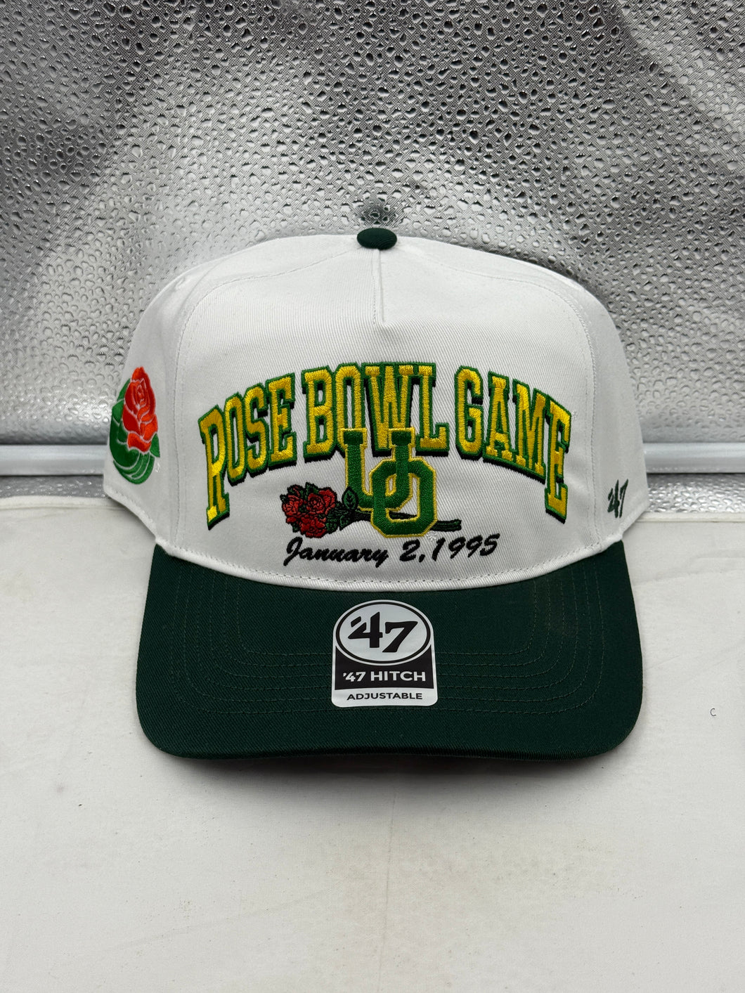 Oregon Ducks NCAA '47 Throwback White Rose Bowl Hitch Adjustable Snapback Hat, a stylish Oregon Ducks hat for fans.