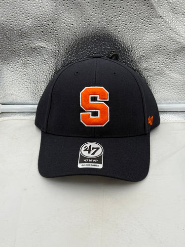 Syracuse Orange NCAA '47 Brand Navy Blue MVP Adjustable Hat displayed with a bright background, featuring the Syracuse Orange logo and adjustable strap. Perfect Syracuse Orange hat for fans.